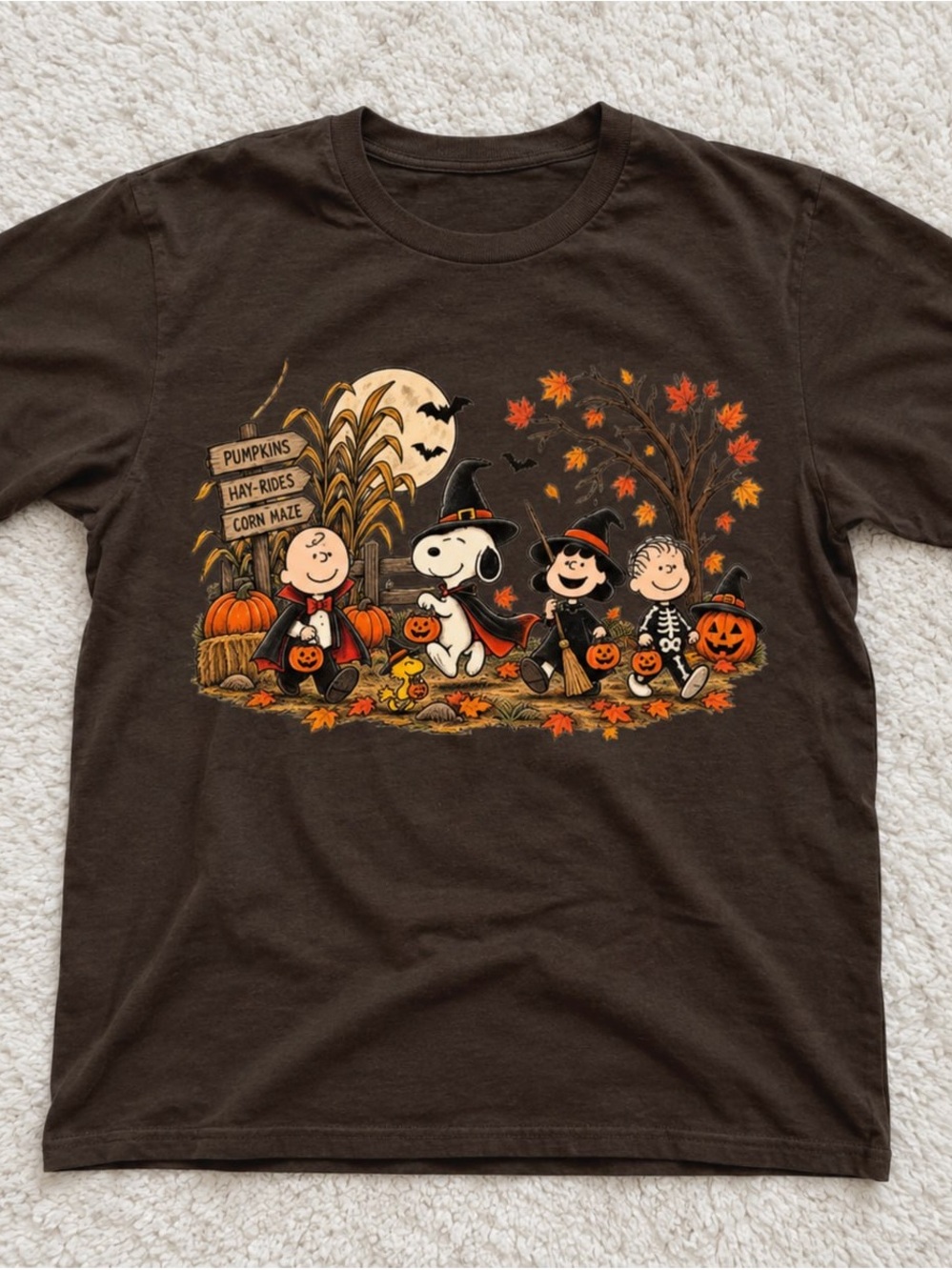 Peanuts Halloween Gildan Brown Graphic Tee